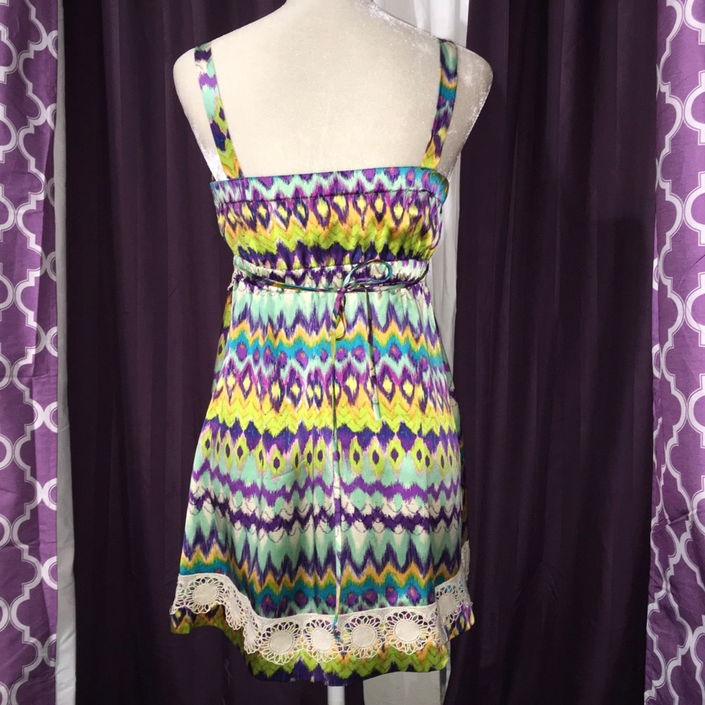 Diane Samandi silk mini dress & crocheted vest XS - Picture 3 of 8